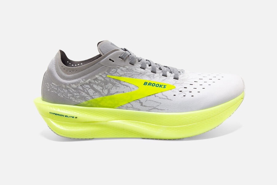 Brooks Hyperion Elite 2 Spikes Loopschoenen Heren - Wit/Grijs/Groen - 805139WOH